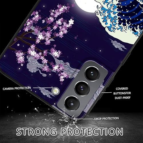 Miniatura 2 de Funda compatible con Samsung Galaxy S21, diseño de patrón estético japonés de flor de cerezo y luna, protección de cuerpo completo a prueba de