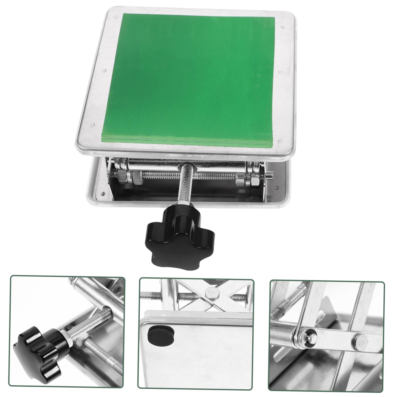 Hohopeti Table Élévatrice Laboratoire Inox Ajustable avec Plateforme Antidérapante et Support Robuste pour Levage de Précision Laboratoire