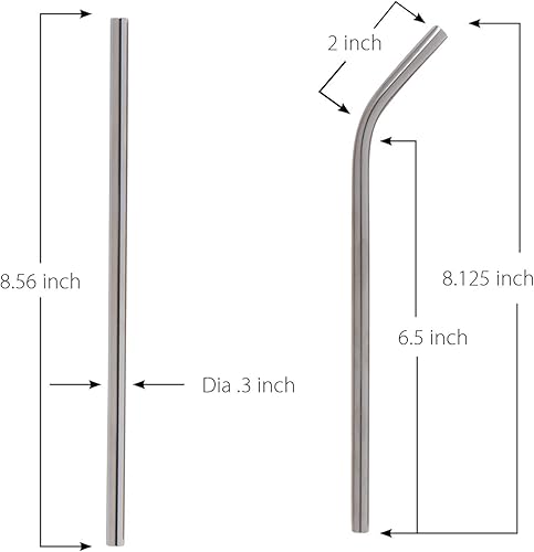 Miniatura 6 de Healthy Human Juego de 5 popotes de acero inoxidable reutilizables sin BPA con estuche de viaje portátil, ideal para vasos de 20 onzas, 3 rectos, 2