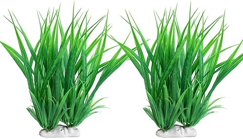 Miniatura 1 de Smarlin Plantas artificiales para peceras, plantas de acuario de plástico, paquete de 2, 9 pulgadas de alto, realistas, no tóxicas y seguras para