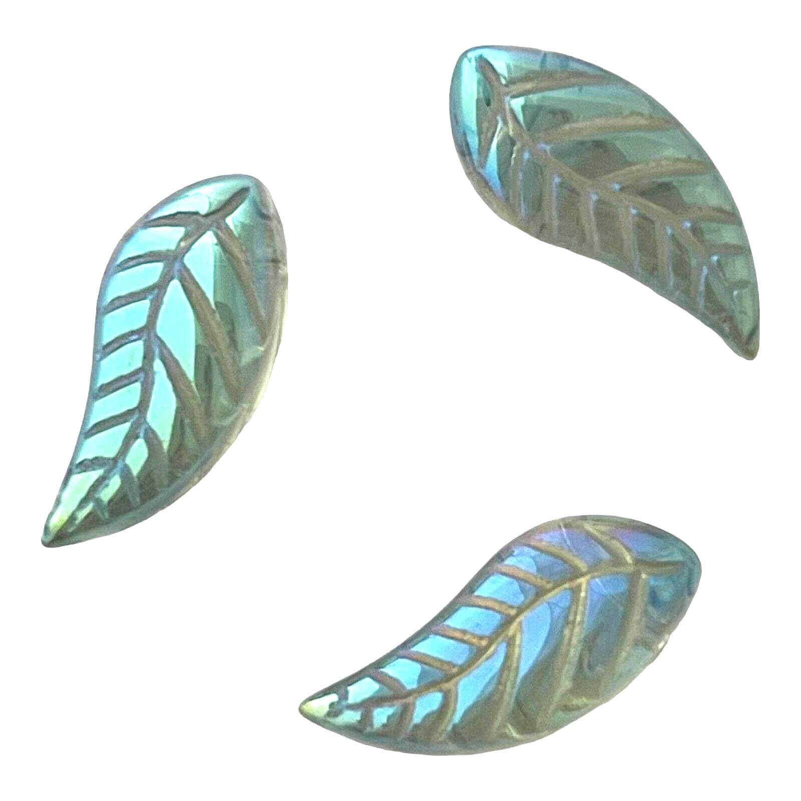 Artist Unknown 50 pcs Celestial Crystal 18mm Green AB Mirror Finish Leaf Leaves Drop Beads