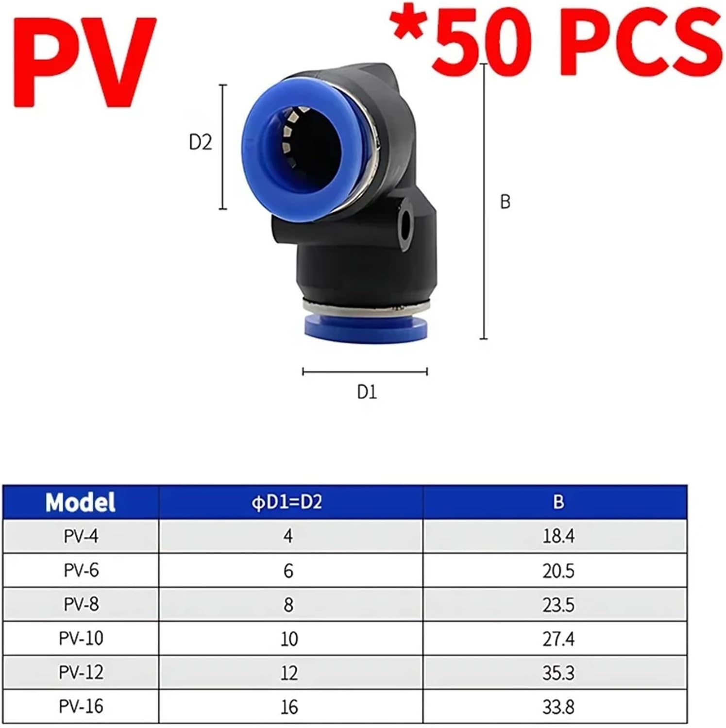 Pneumatic Fittings Air Push Fittings PU PV PY PE PM PZA PK SA Plastic Hose Quick Couplings 4mm 6mm 8mm 10mm 12mm Pipe Connectors(PV(50PCS),6mm)