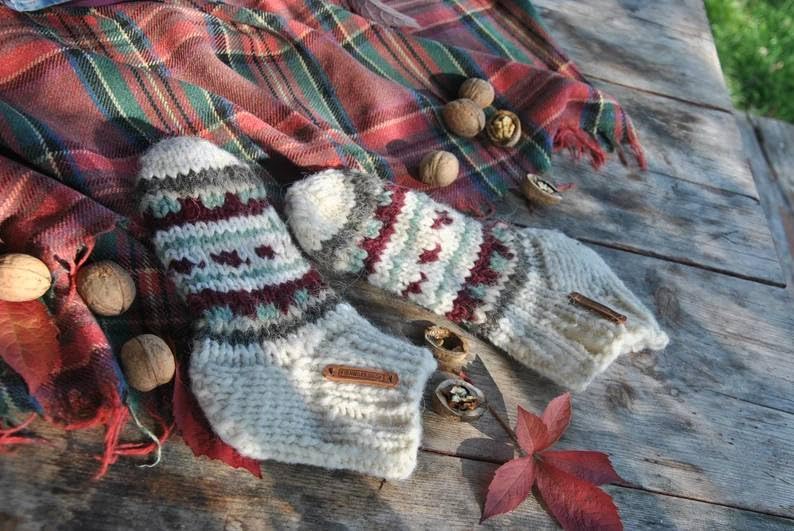 Cozy Cream Knitted Wool Socks - Short Length, 100% Natural Wool, Thoughtful Mom Gift from Ukraine4