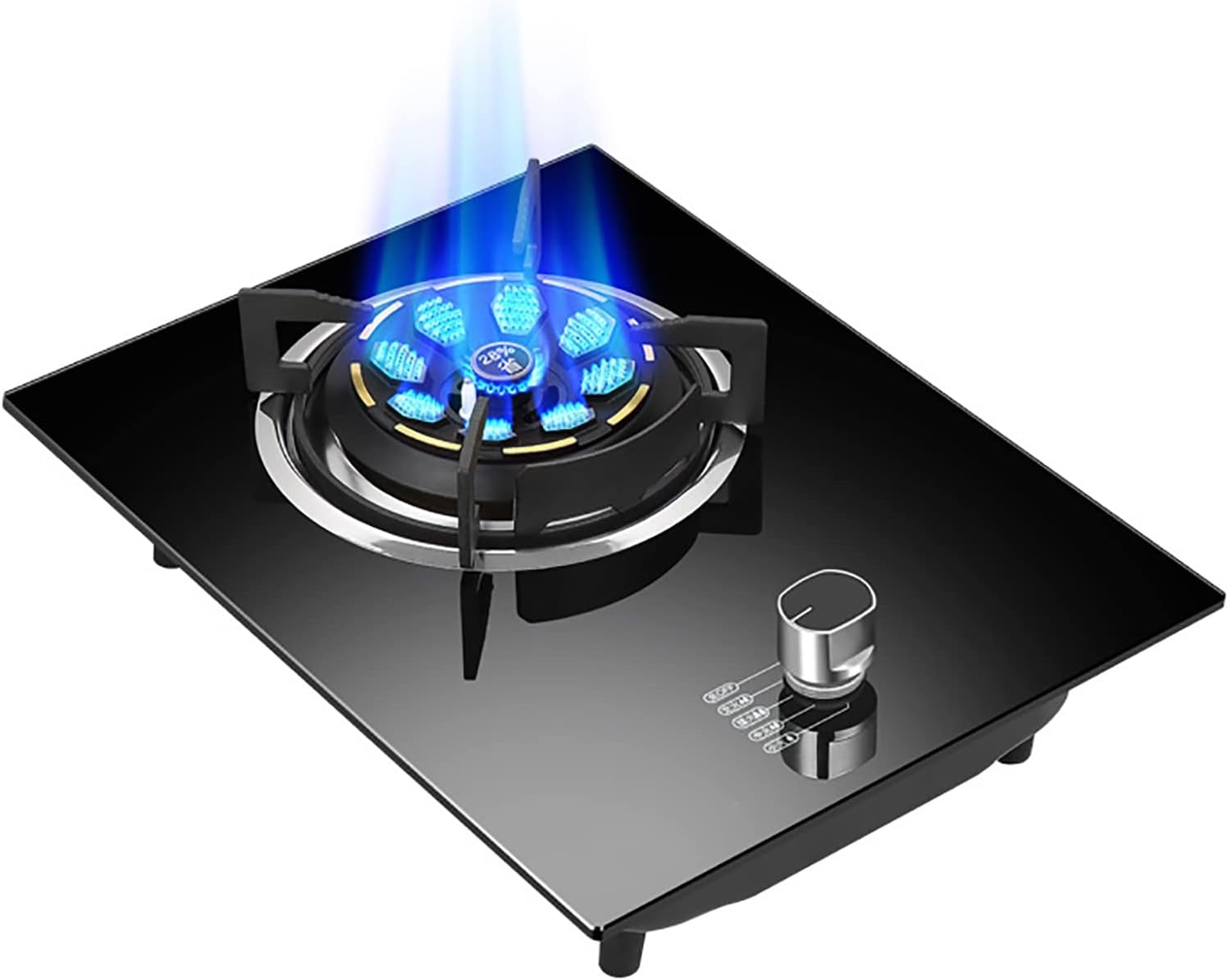 Burner Gas Cooker gas hob Built-in Kitchen Gas Stove，Desktop Gas Hob Cooking ， Black Tempered Glass/Stainless Steel Gas Cooktop, With FFD And Enamel Pan Stands, Cast Iron Pan Support(D,NG)