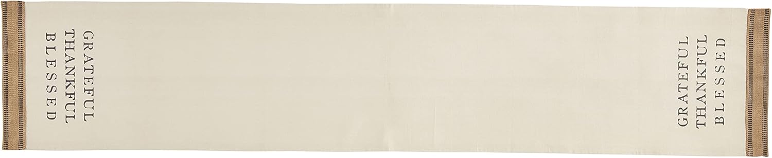 Mud Pie Thanksgiving Thankful Table Runner, Beige, 17" x 90"