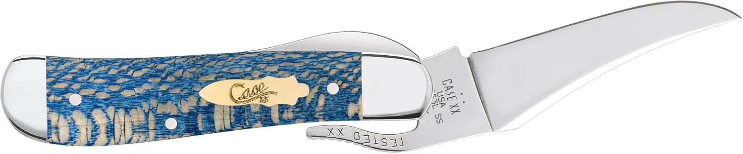 Case Knives Smooth Blue Sycamore Wood RussLock Knife