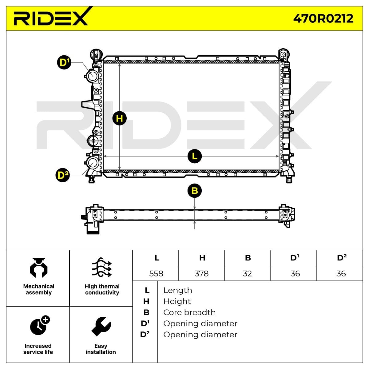 RIDEX 470R0212 Radiador refrigeración del motor Compatible con FIAT Uno Hatchback 146