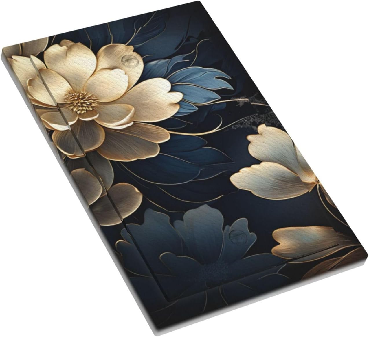 Decorative Light Switch Cover Plate Big Flowers Blue Leaf White Floral on Black Background 1 Gang No Device Switch Plate Covers Blank Wall Plate Cover Switchplate Electrical Faceplate