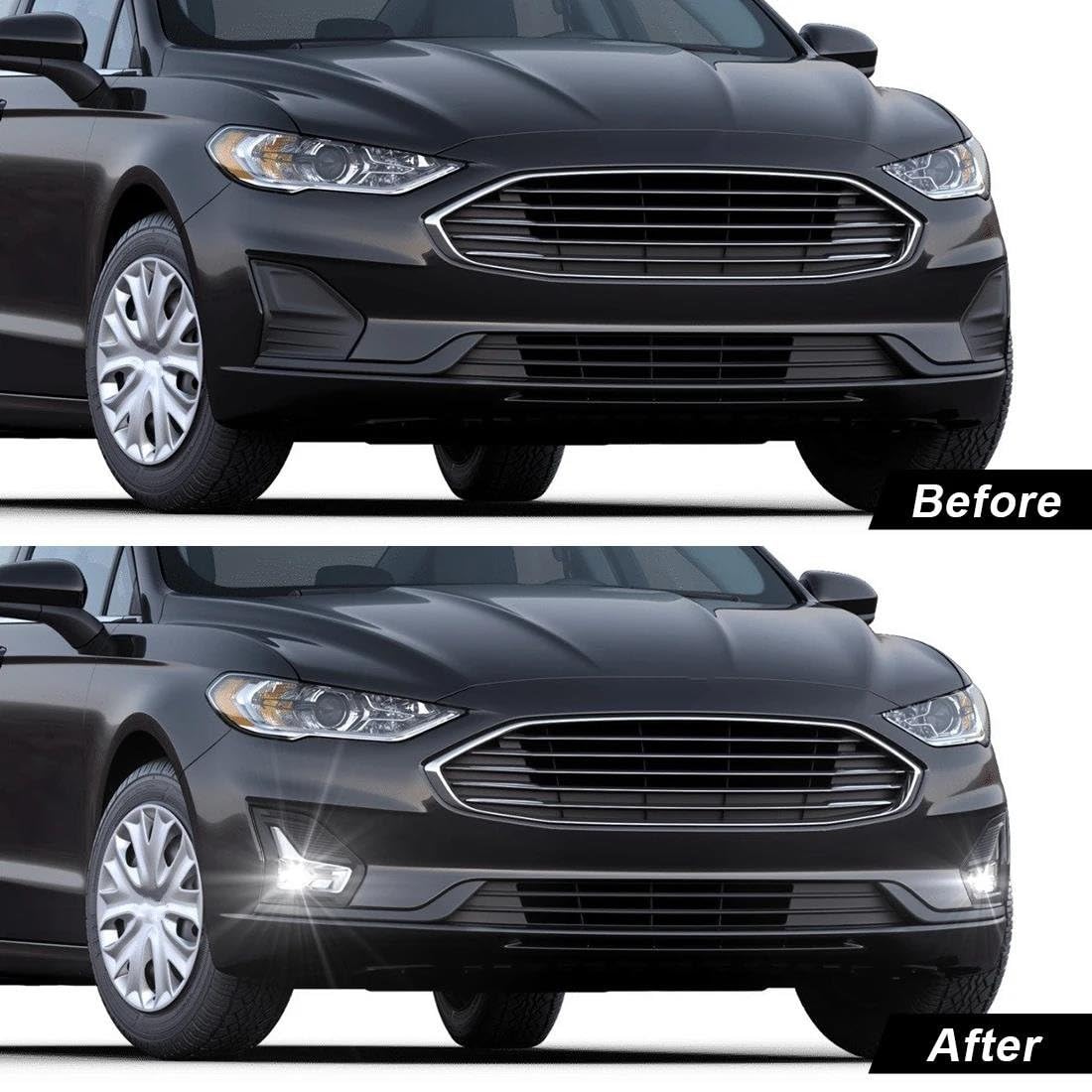 Genérico Faros Antiniebla Faros Antiniebla Delanteros Led Para Mondeo Para Fusion 2019 2020 Luz Circulación Diurna DRL Cubiertas Marco Interruptor Cable 12V Antiniebla Delantero(Fog Lamp KIT)