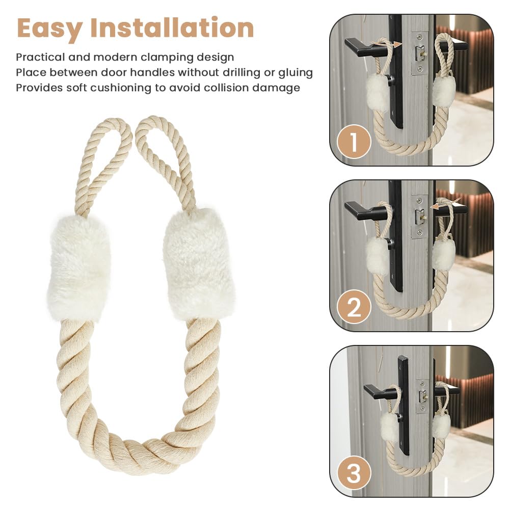 AYESY Anti-Crash Door Handles Rope,2pcs Door Stop Rope,Towel Clip Cotton Rope,Anti-Collision Baby Pet Safety Finger Pinch Guard Protectors,Decorative Door Cord Clamp for Noise Reducing and Quiet - Image 4