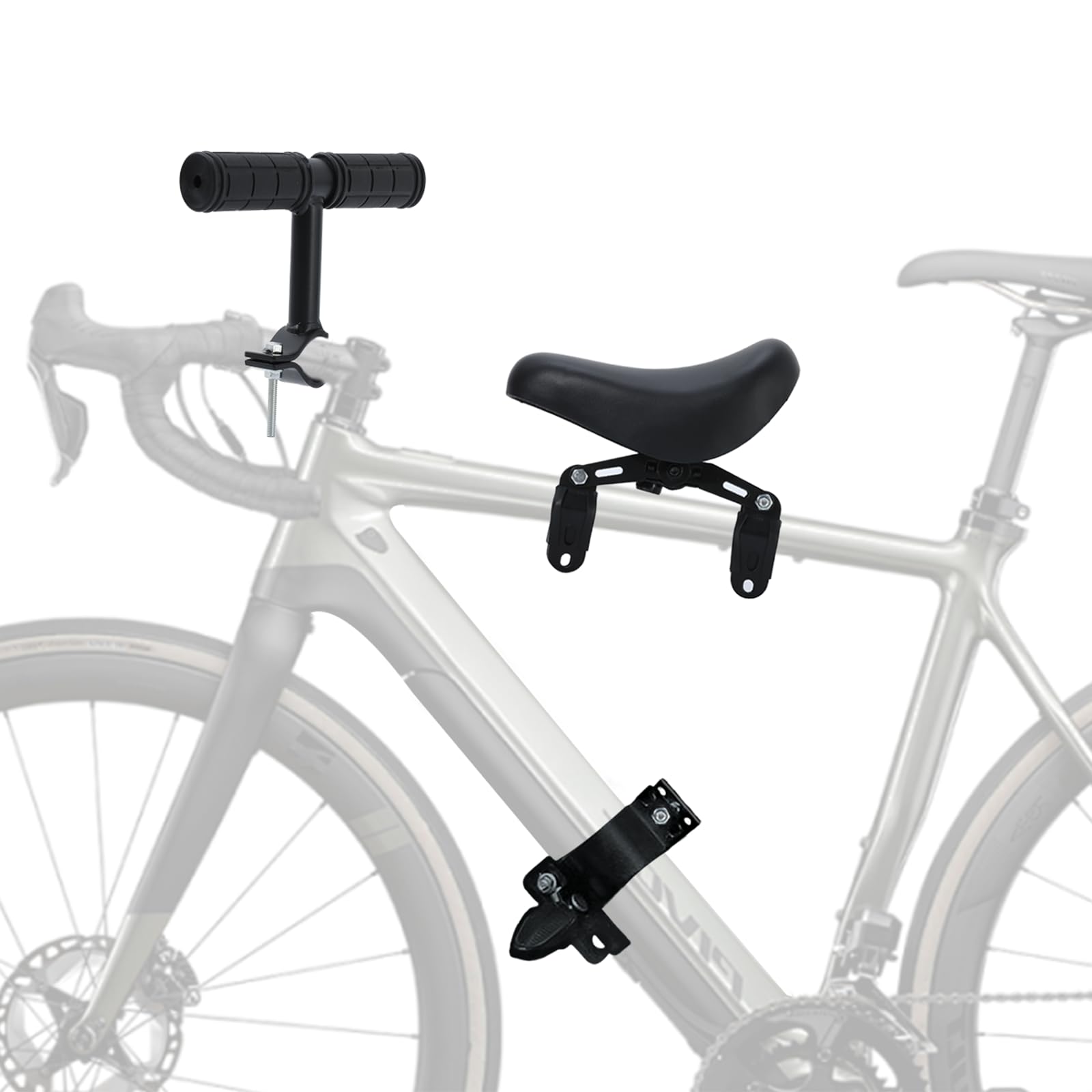 BWBIKE Front Mounted Child Bike Seat - Detachable Toddler Cycle Seat with Footrests & Handlebar & Foot Pedals for Children 2-5 Years, Fits Most Adult MTB Bicycles