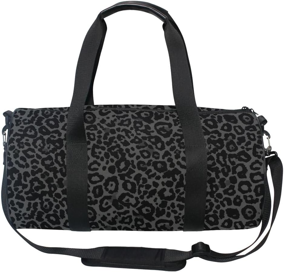 Dark Gray Leopard Cheetah Print Sports Gym bag Gym duffle bag Duffle Bag Sport bag for Men Women Durable Handle Luggage Bag