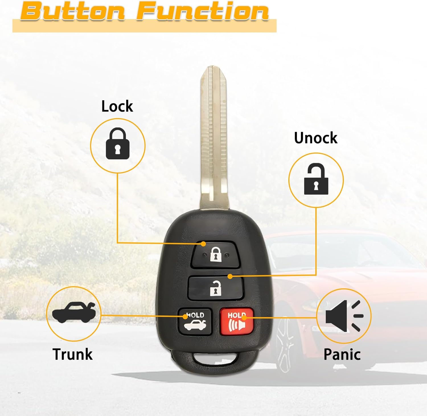 Key Fob Replacement Fits for 2014-2019 Toyota Corolla/ 2014-2017 Camry/ 2016-2018 Tacoma Keyless Entry Remote Control HYQ12BDM HYQ12BEL H-Chip 2Pcs