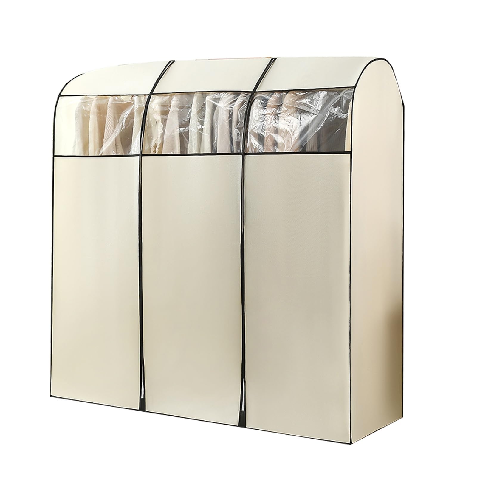WANGRUIERHA Garment Rack Cover, Hanging Garment Bags for Closet Storage, Clothes Covers Protecting Dusts, Visible Window, Save Space(White,120x50x150cm/47x20x59in)