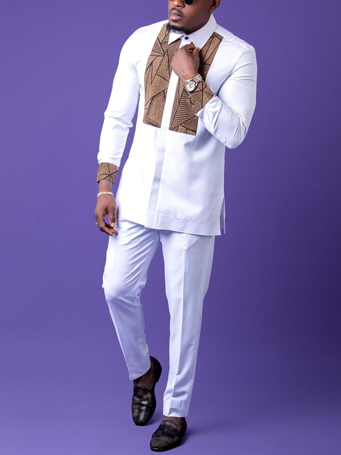 African Suits for Men Shirt and Pant 2 Piece Attire Long Sleeve Dashiki Traditional Outfits Casual Tracksuit