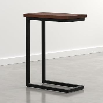 SIMPLIHOME Skyler C-Side Table - 18" Wide x 24" High Solid Mango Wood and Metal Slide-Under Table in Rich Cognac Brown, Industrial Accent Table or End Table for Living Room with Open Frame, Assembled