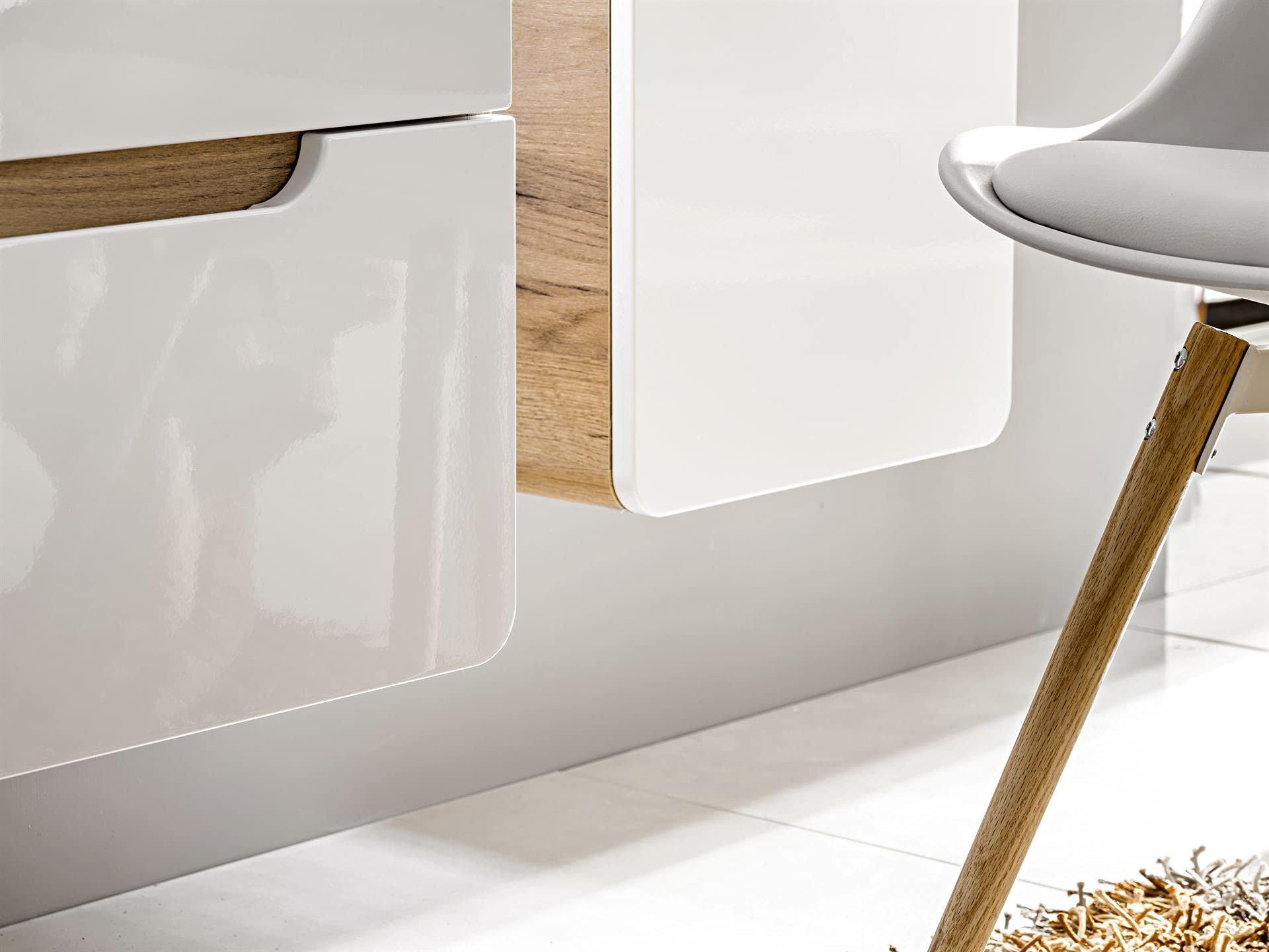 Set Mobili Bagno Aruba Completo - Mobile 60 Cm Con Lavabo, Specchio LED E Mobile Alto - Moderno Con Chiusura Ammortizzata - 3