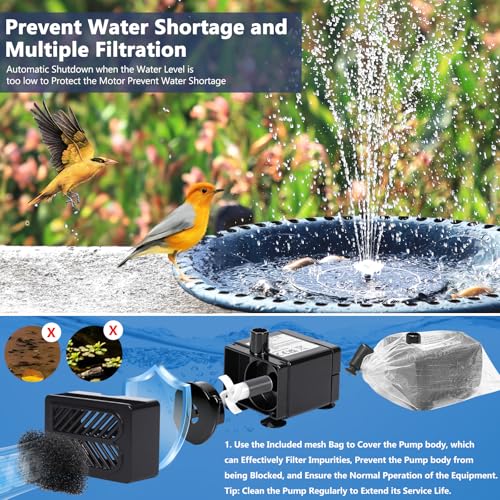 Fontaine Solaire Extérieure de Jardin pour Animer les Bains d'Oiseaux - 6