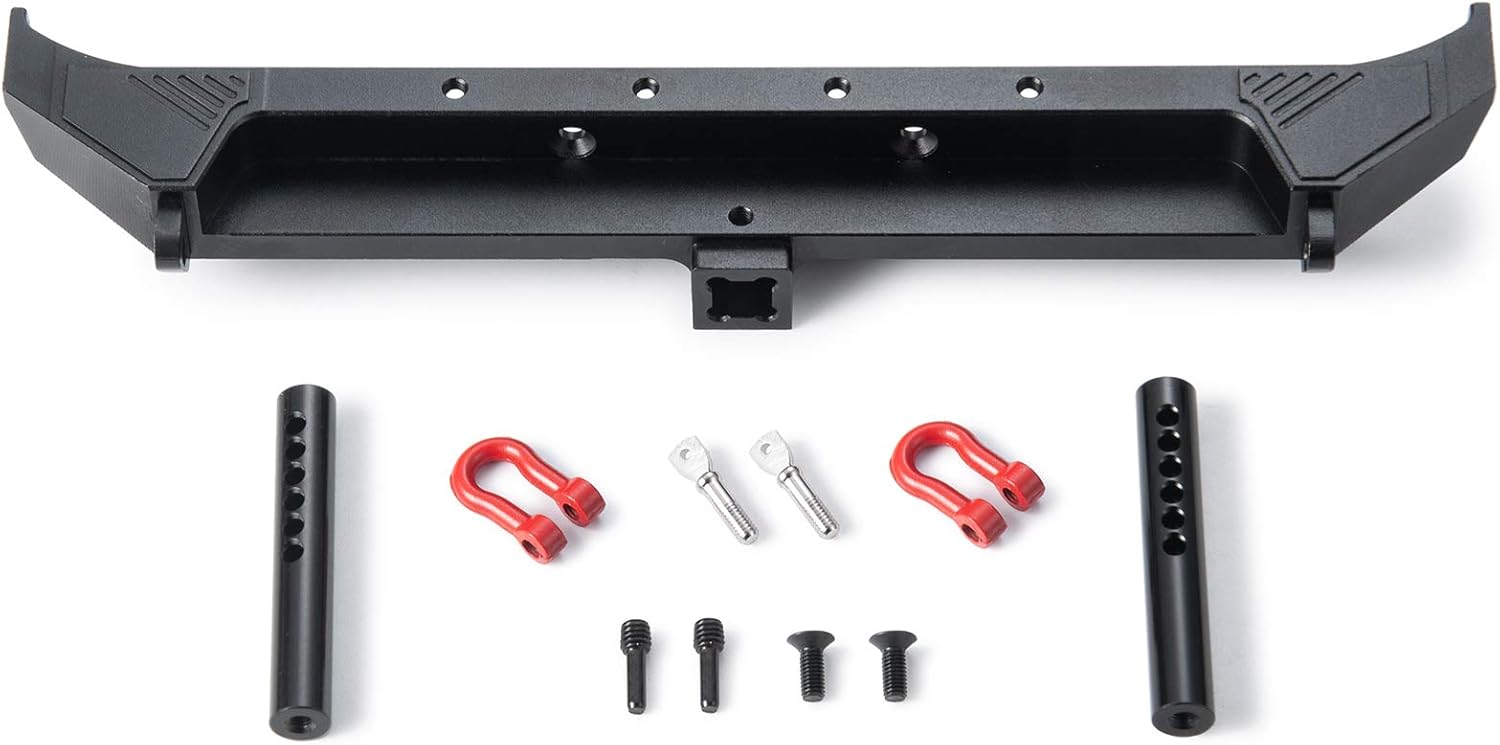 Que-T 1PCS Metal Rear Bumper with Shackles for 1/10 Axial SCX10 III AXI03007 RC Car Upgrade Parts