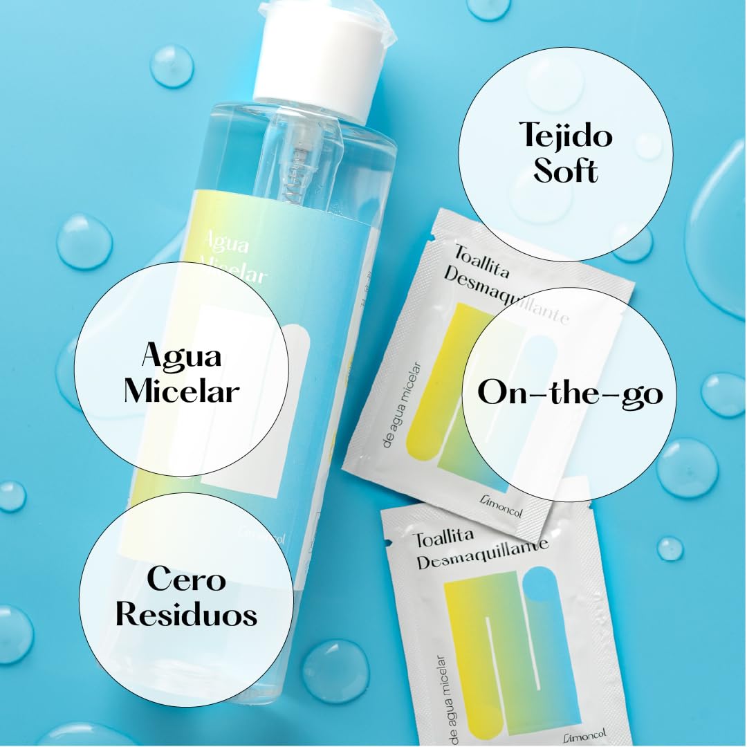 Salviette struccanti con acqua micellare per viso e collo, monodose singola senza risciacquo, 100% viscosa, biodegradabile, pulizia del viso e rimozione del trucco, 50 pezzi