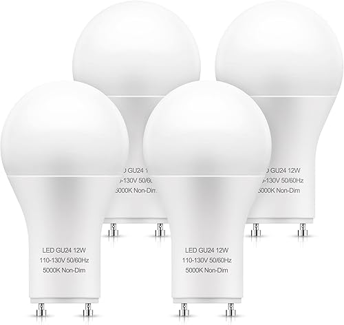 Miniatura 1 de LOHAS - Bombilla LED con base GU24, 1200 lúmenes, 12 vatios (equivalente a 75 W-100 W), luz blanca diurna de 5000 K, forma A19 para ventilador de