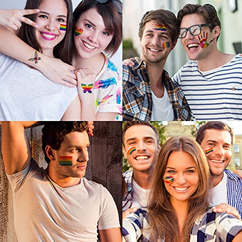 42 Sheets Pride Tattoos, Gay Pride Tattoos, Lgbt Rainbow Temporary Tattoos, Waterproof Rainbow Flag Tattoo Stickers For Pride Equality Parades And Celebrations #TOP1