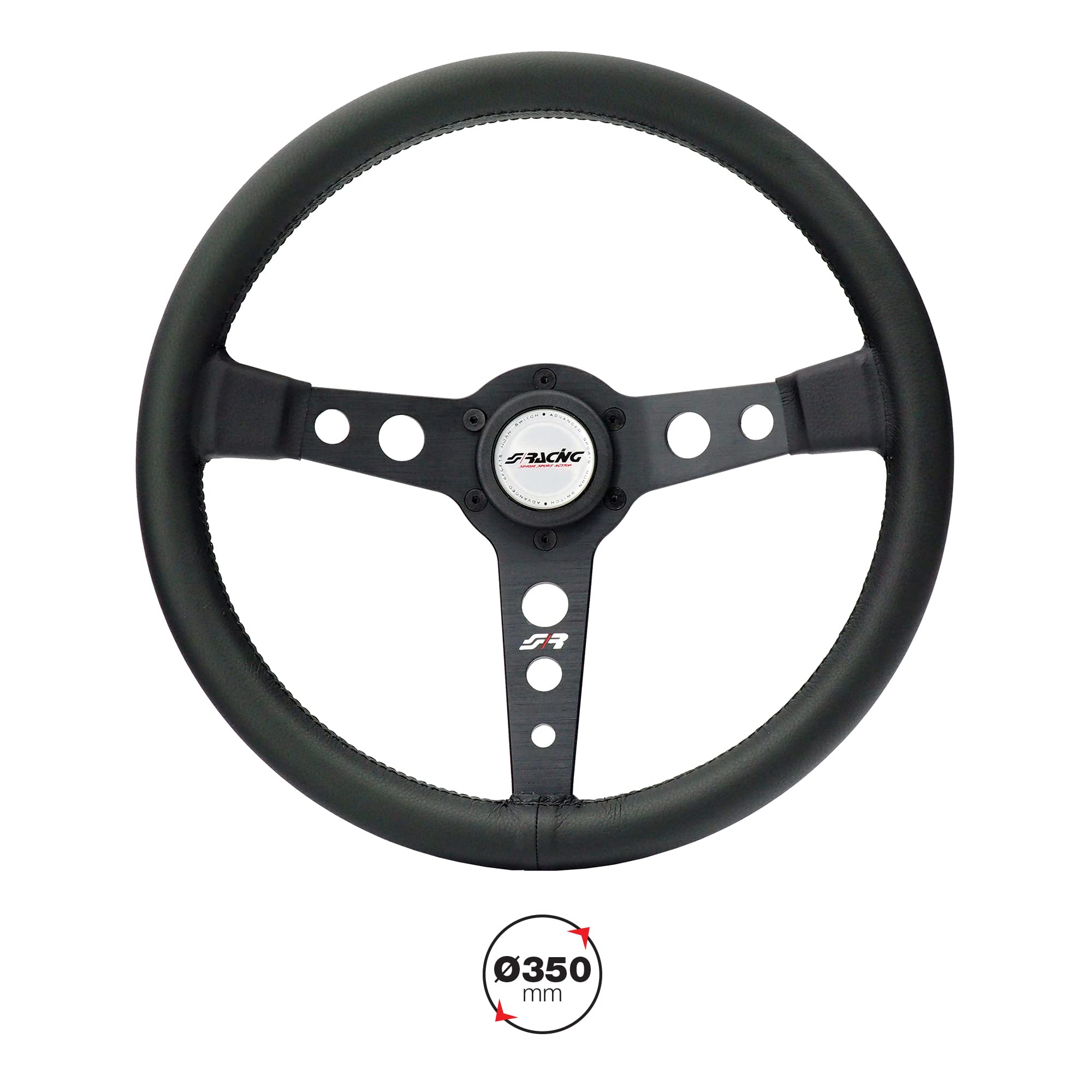 SIMONI RACING Grinta Volante Universale in Eco Pelle Nera Raze in Alluminio Nero