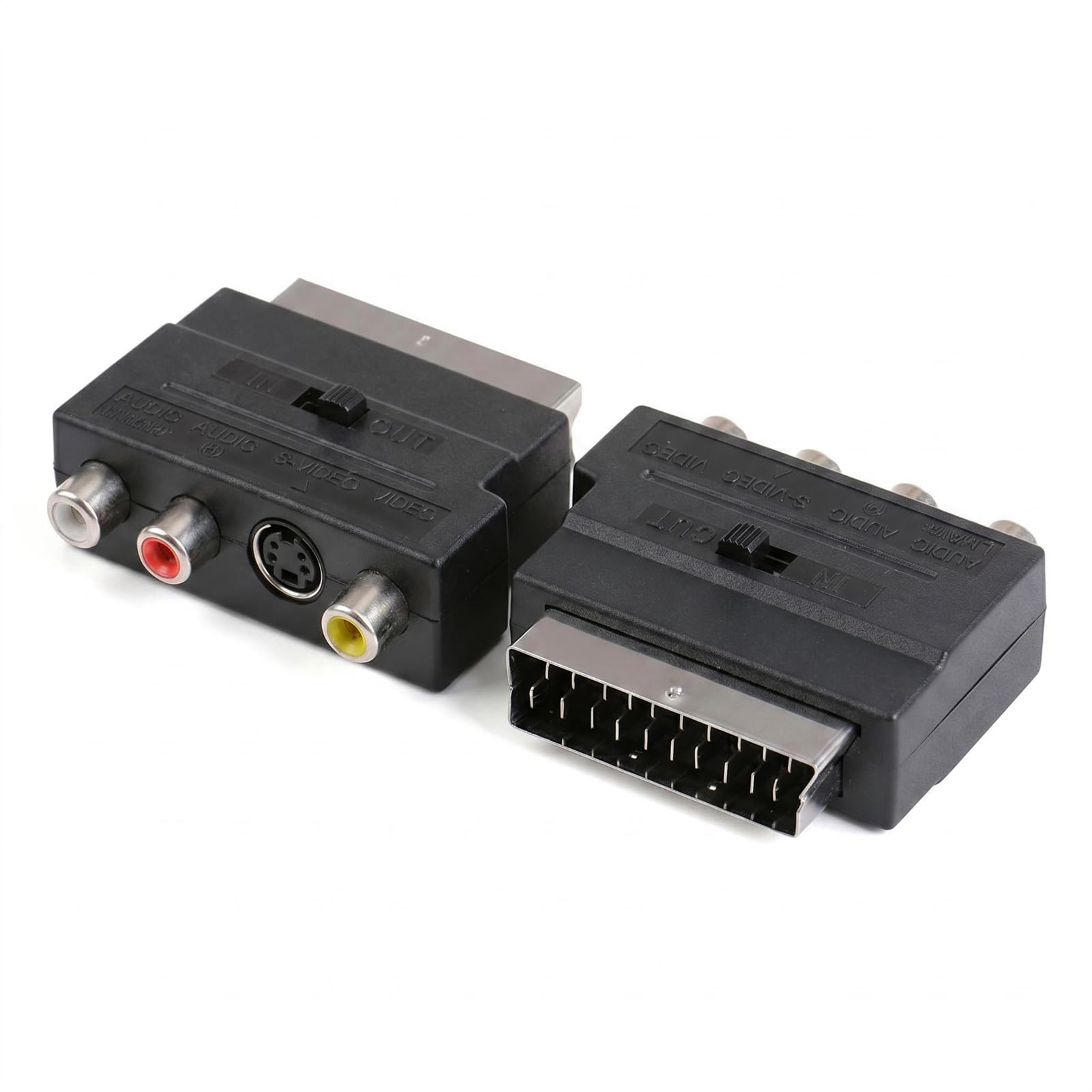 Goobay 50312 Scart for composite video and S-video c, IN/OUT, with scart throughput, scart plug (21-pin) > scart bus (21-pin) + 3x cinch socket > mini-DIN 4 bus (S-video Goobay 50312 Scart for composite video and S-video c, IN/OUT, with scart throughput, scart plug (21-pin) > scart bus (21-pin) + 3x cinch socket > mini-DIN 4 bus (S-video