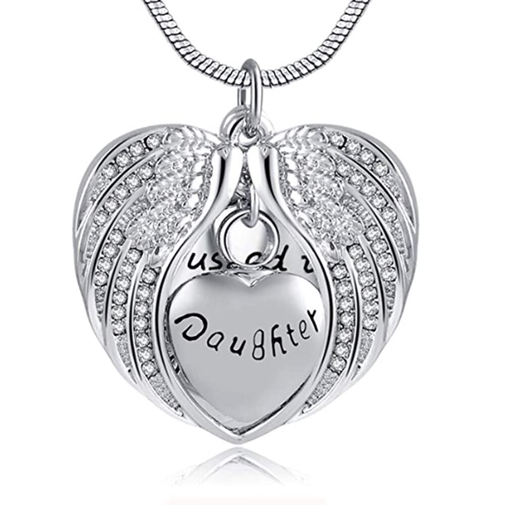 Collier aile d'ange pour cendres en acier durable motif fille