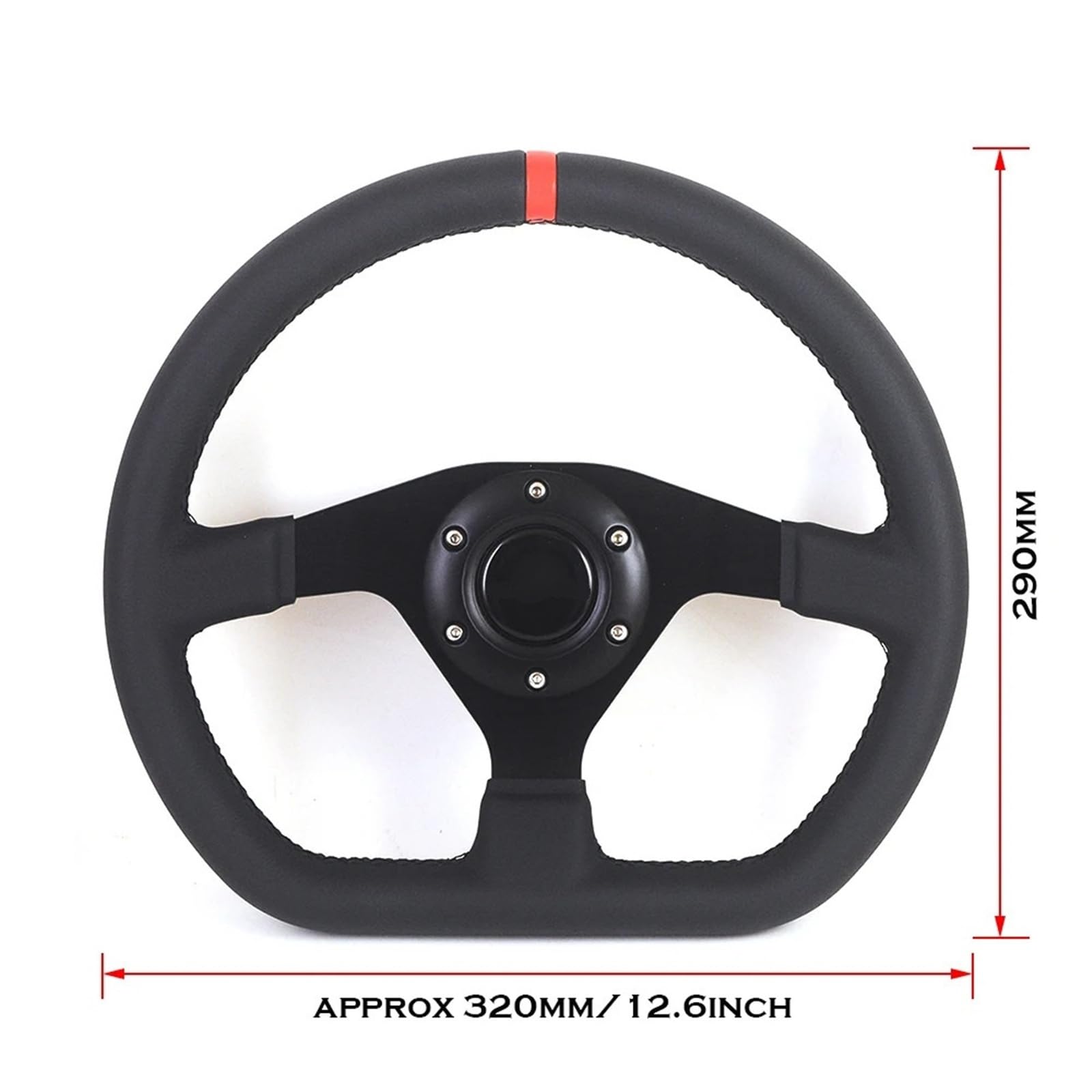 Generico Volante da corsa for PC Sim in pelle a forma di D da 320 mm | La forma a D aggiunge spazio alle gambe e l'impugnatura in pelle è morbida for un gioco di simulazione prolungato