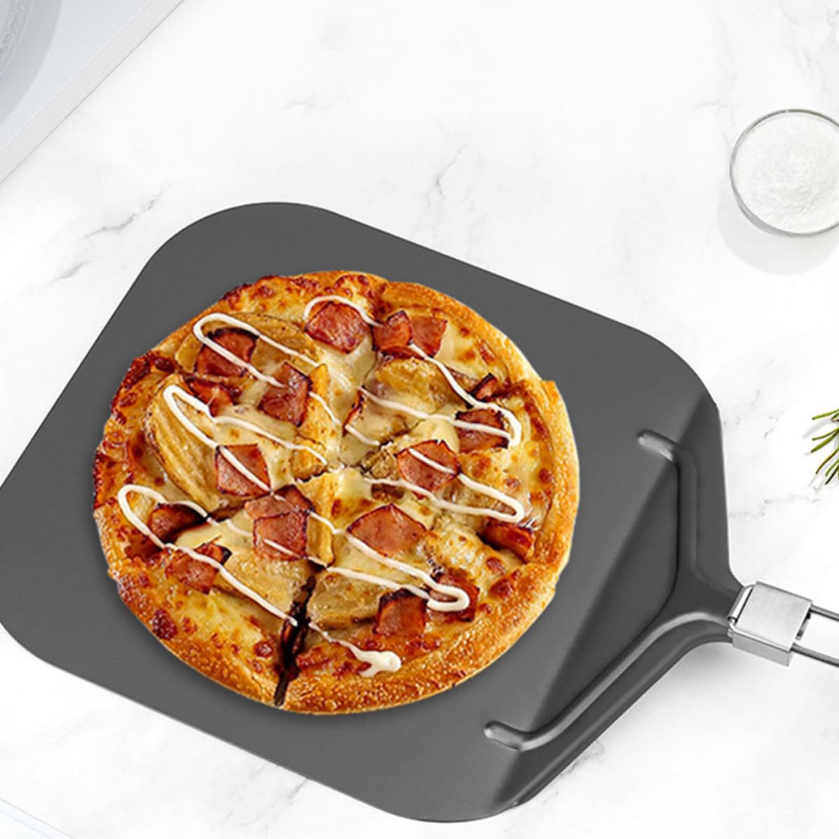 Pala para Pizza Plegable de Aluminio Mango de Goma Negro