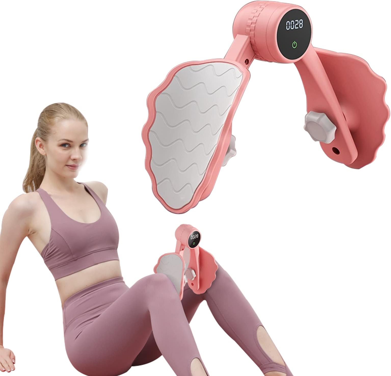 Pkila Pelvic Floor Exerciser Strengthener for Women, Muscle Hip Booty Trainer Pro Machine with Counter, 3-hole Adjustment Leg Inner Thigh Exercise Equipment Stretcher Toner Master Trainingtool