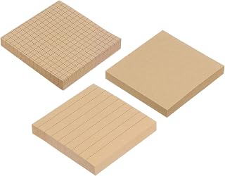 PATIKIL 3 Pack 3x3 Sticky Notes Self-Adhesive Note 80 Sheets/Pads Brown | Pads,Memo Post,Blank Lined Grids for Home Office Business