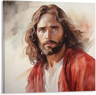 Jesus Christ Wall Art Watercolor - Prince of Peace Canvas Painting Christian Gift Painting Prints God Poster Living Room Decoration 20x20inch(50x50cm)