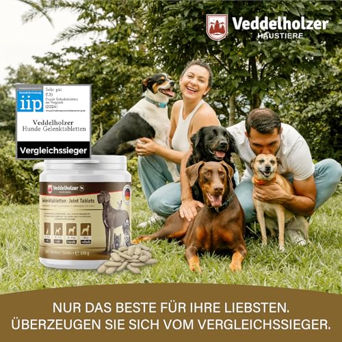 Veddelholzer VERGLEICHSSIEGER 2024 Hunde Gelenktabletten mit Grünlippmuschel Hund MSM & Teufelskralle Glucosamin & Kollagen 125 Kapseln Hunde Leckerlis