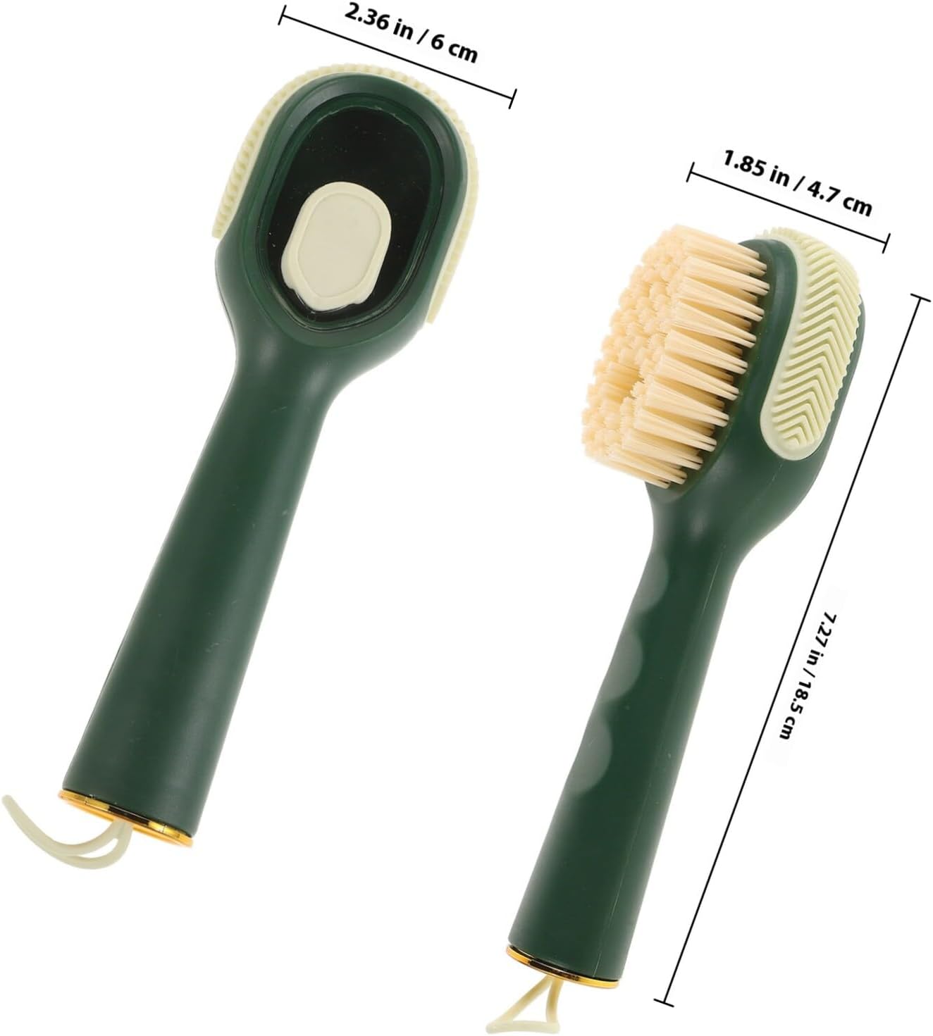 Multifunctional Liquid Shoe Cleaning Brush with Press-to-Dispense Soft Bristles, Green, Small Scrub Brush for Household Shoe and Clothes Care, Wet and Dry Use