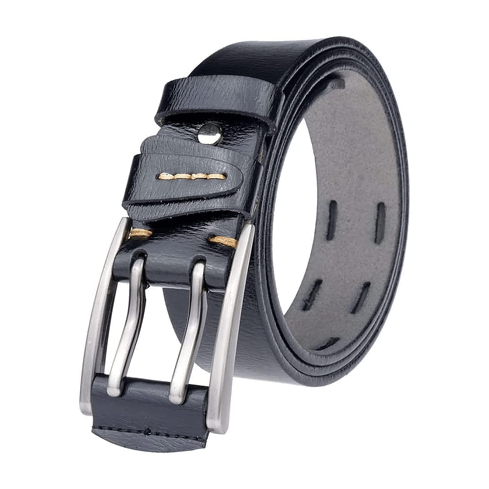 KRXSOBNV leather belt, Belts Adjustable Design Men's Pin Buckle Reversible Widening Belt Choice for Men(Black,130cm)