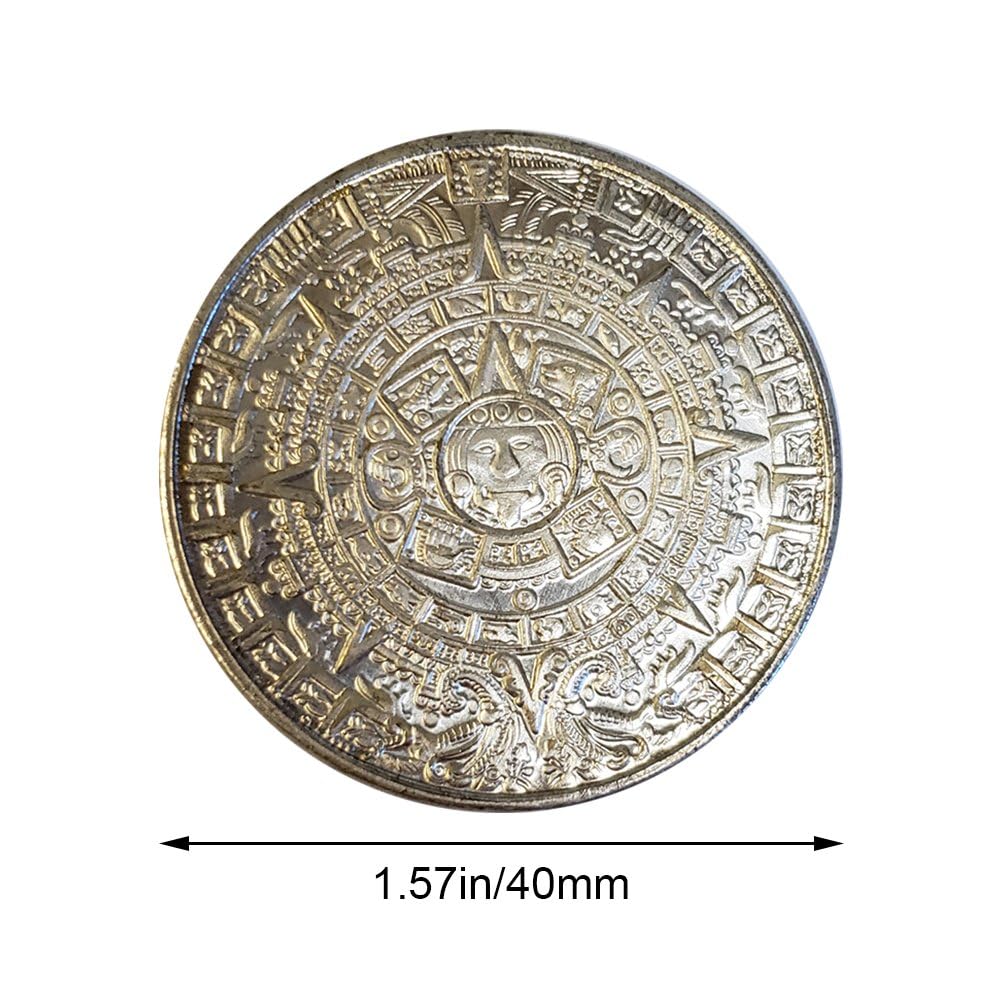 Moneta Commemorativa della Piramide Maya Meridiana Moneta d'oro Collezione di Monete d'Argento Accessori per Decorazione della Casa