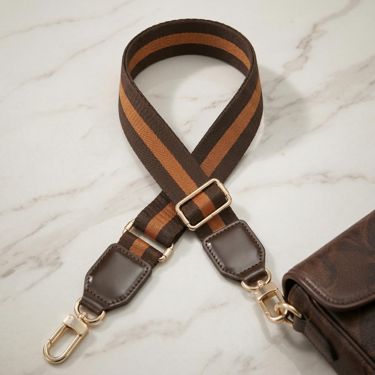 Wide Purse Strap Crossbody Replacement Strap for Handbags Adjustable Brown Leather Purse Strap