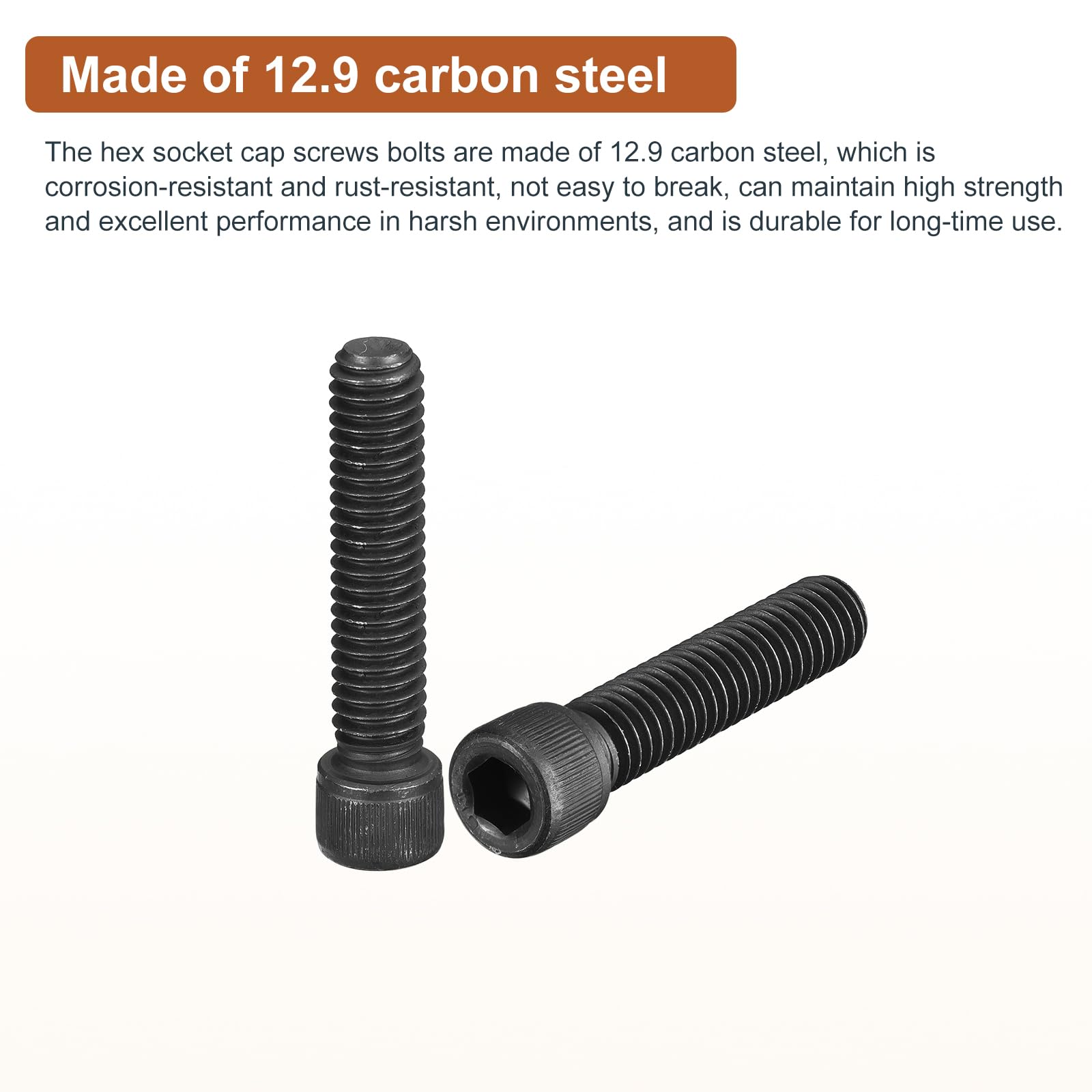 DTGN 5/16-18x1-1/2" Socket Head Cap Screws Bolts, 20Pcs 12.9 Grade Alloy Steel, Machine Hex Socket Screw, Hex Drive - Image 3