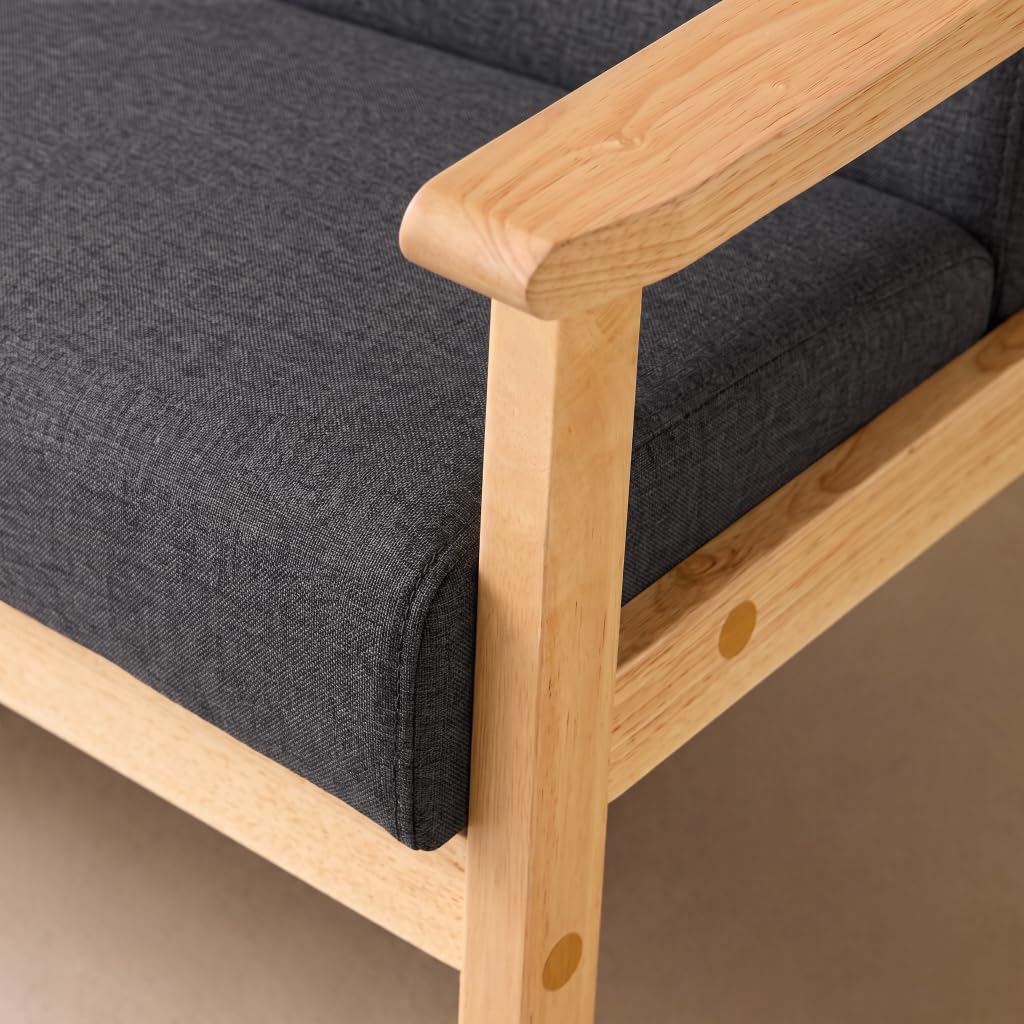 Alice's Garden Divano in tessuto con gambe in legno di gomma, 2 posti Grigio scuro - 114x69.5x73 cm