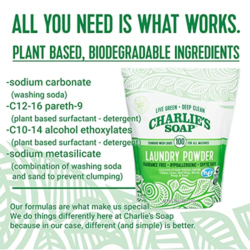 Charlie’s Soap Laundry Powder (100 Loads, 6 Pack) Hypoallergenic Deep Cleaning Washing Powder Detergent – Eco-Friendly, Safe, and Effective by Charlie's Soap - Image 5