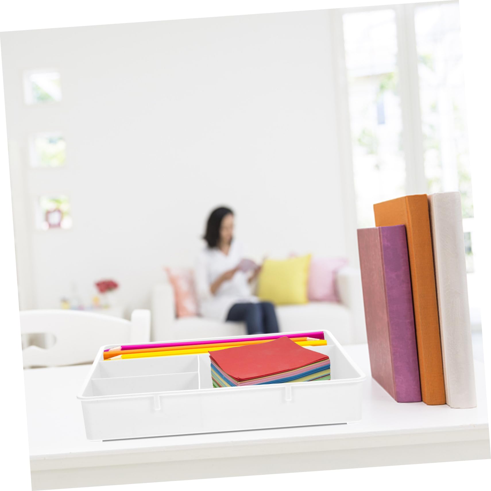 SHINEOFI 12pezzi Organizer Da Scrivania Scomparti Multipli Scatola Portaoggetti Bianca Per Ufficio e Casa Per Cancelleria e Piccoli Oggetti
