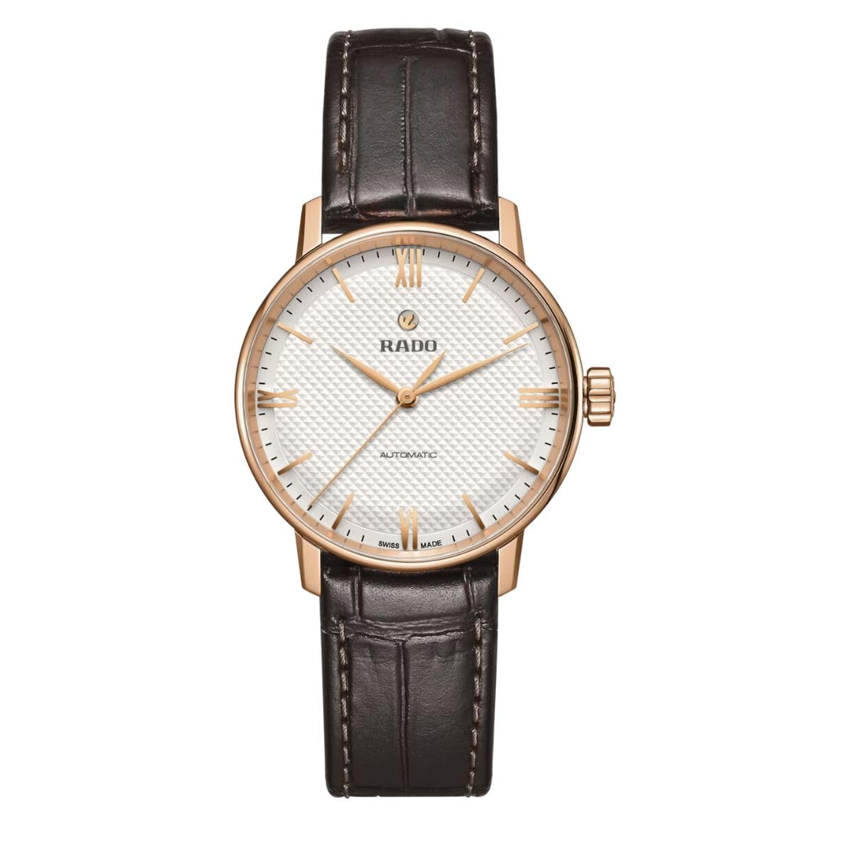 Coupole Automatic with Rose Gold Accents and Brown Leather Strap, Swiss Automatic Movement