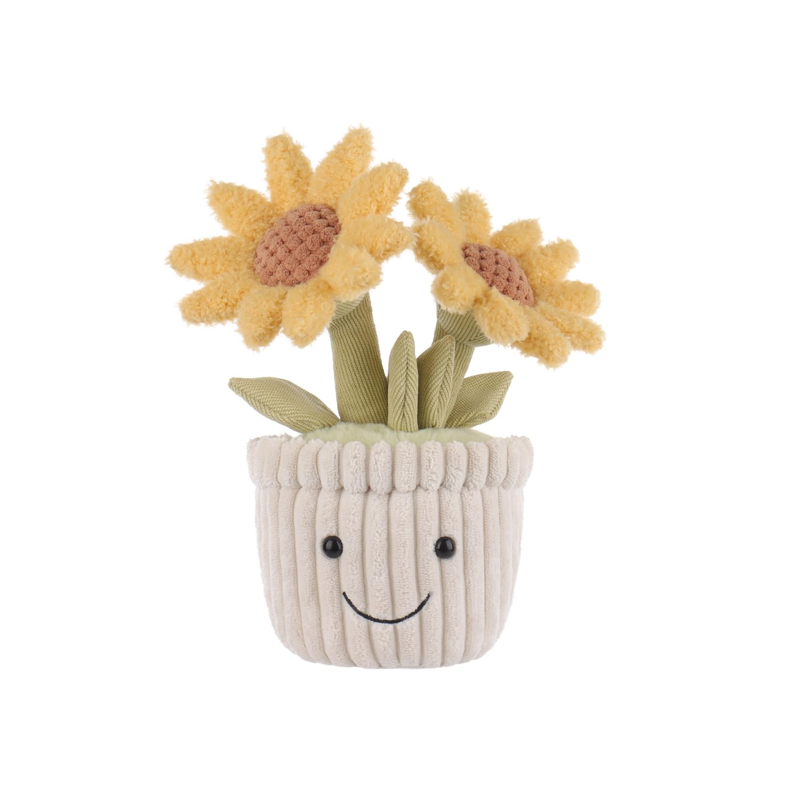 Apricot Lamb Potted Sunflower Flower Plant Plushies Stuffed Animals for Kids, Soft Cute Plush Toys for Baby Girl and Boy, Fluffy Yellow Potted Sunflower