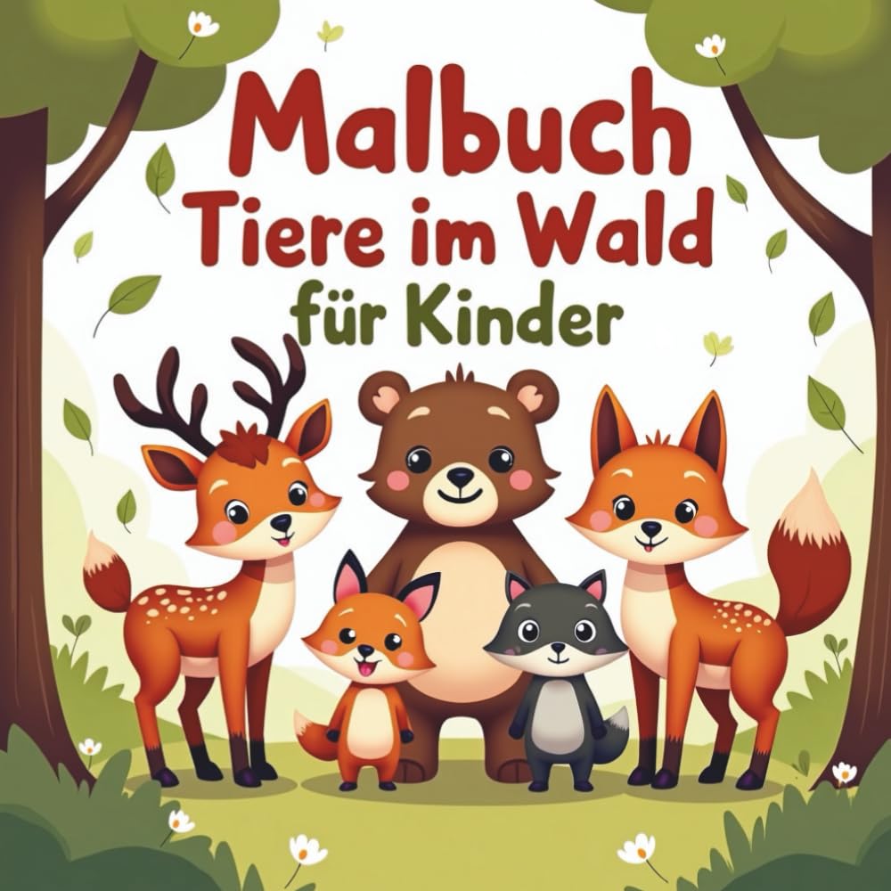 Malbuch Tiere im Wald für Kinder: Malspaß mit Waldtieren · 50 Designs für Kinder ab 6 Jahren