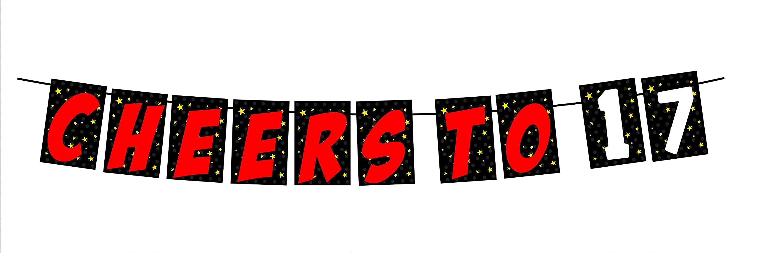 Balloonistics Cheers to 17 Seventeen Banner for Birthday Anniversary for Kids and Adult Celebration Party