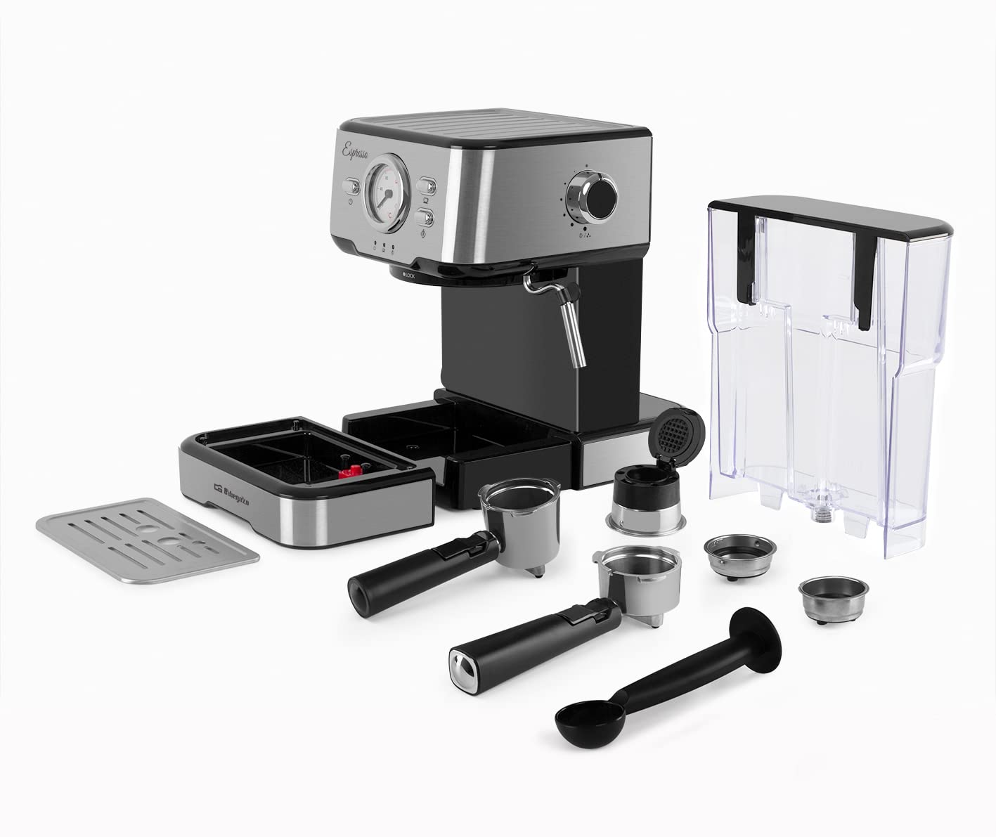 Orbegozo EX 5500 ekspres do kawy i cappuccino, 20 bar, termometr, wyjmowany zbiornik 1,5 l, parowiec, 1100 W, wielokolorowy