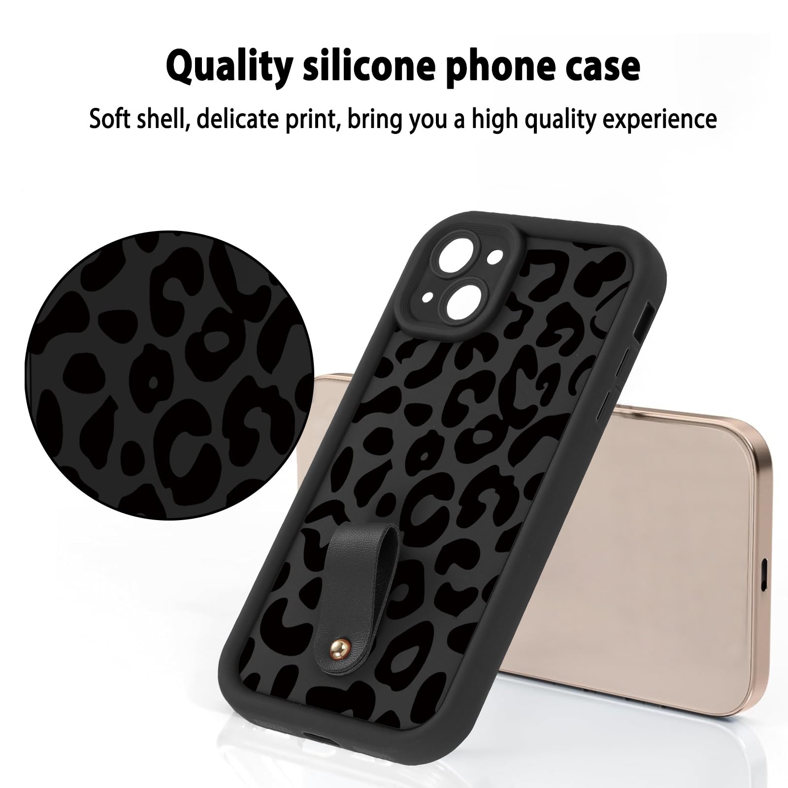 Xylota Cover con Cordino per Samsung Galaxy A14 4G/5G, Aesthetic Leopardo Disegni Custodia con