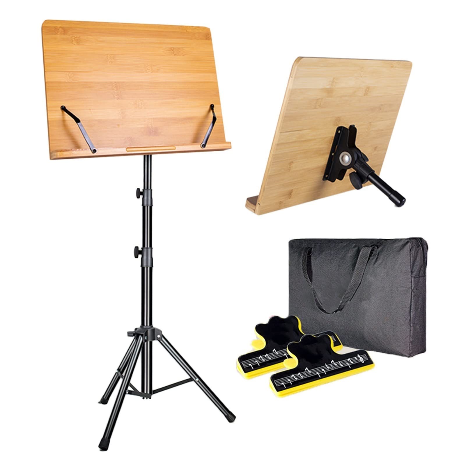Atril LIU- Soporte para Partituras Y Libros De Escritorio 2 En 1 De Doble Uso con Bolsa De Transporte Trípode Plegable Soporte De Sobremesa Resistente, para Libros con Proyectores Portátiles